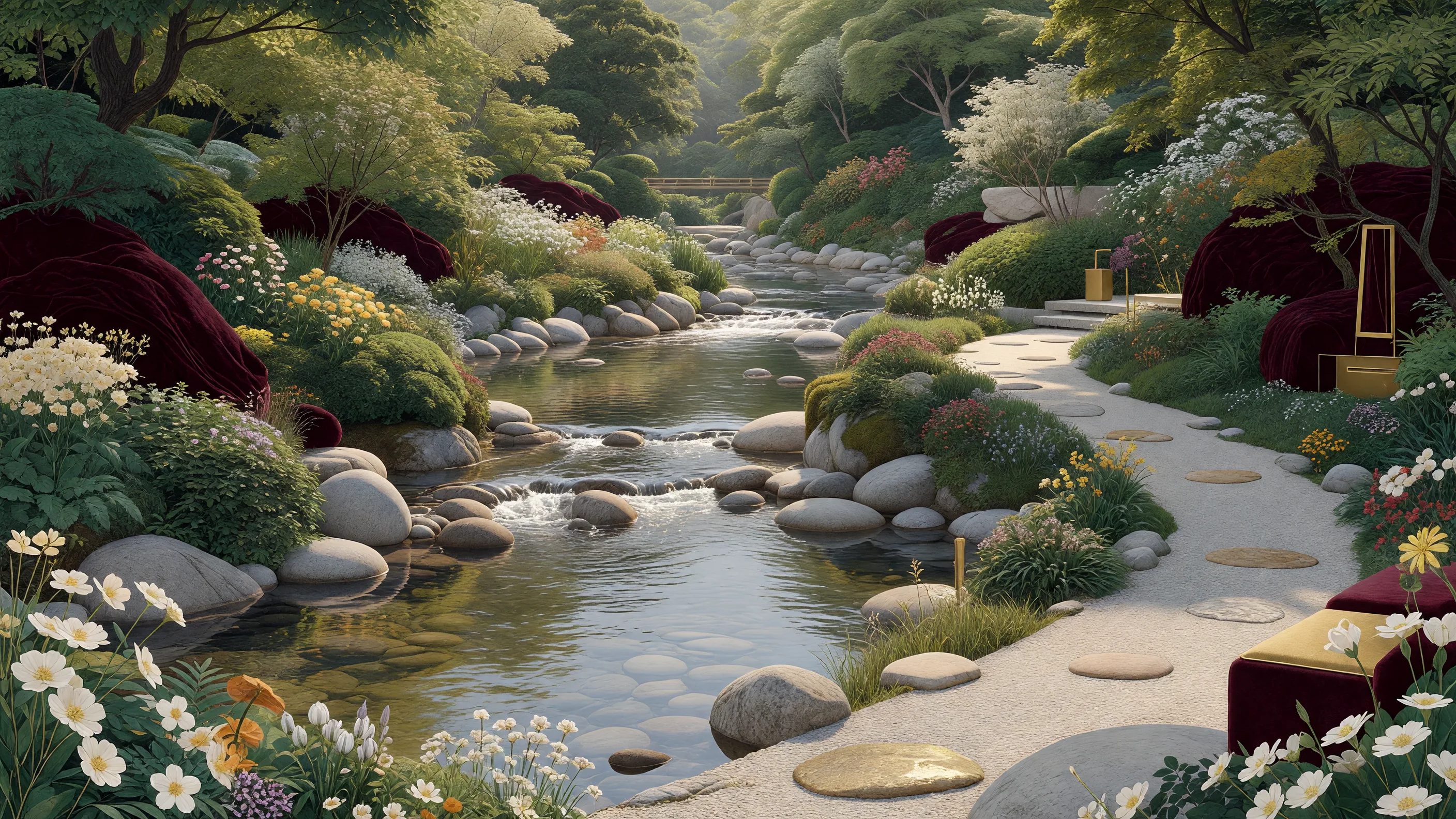 夏の川谷の緑